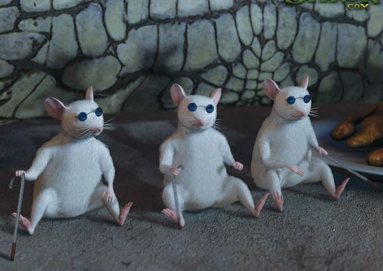 Создать мем: три слепые мыши из шрека, мыши из шрека, три слепые мышки