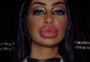 Create meme: silicone lips funny, photos girls with big lips jokes, Afghan woman with the big lips