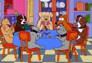 Создать мем: симпсоны собака, симпсоны покер, мардж симпсон и помощник санты