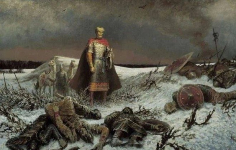 Create meme: Evpaty Kolovrat painting, Boris Olshansky painting the Slavic past, The dead field Alexander Nevsky