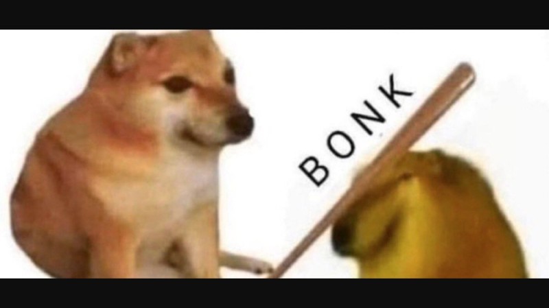 Create meme: bonk meme dog, dog with a stick meme, dog with a baton meme