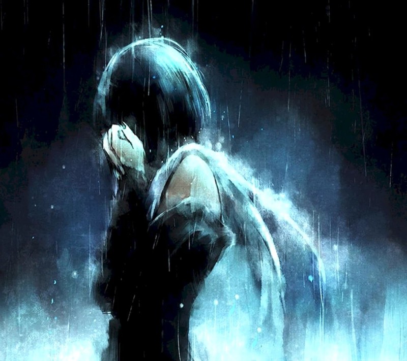 Create meme: Girl in the rain art, Crying in the rain, Anime girl crying in the rain