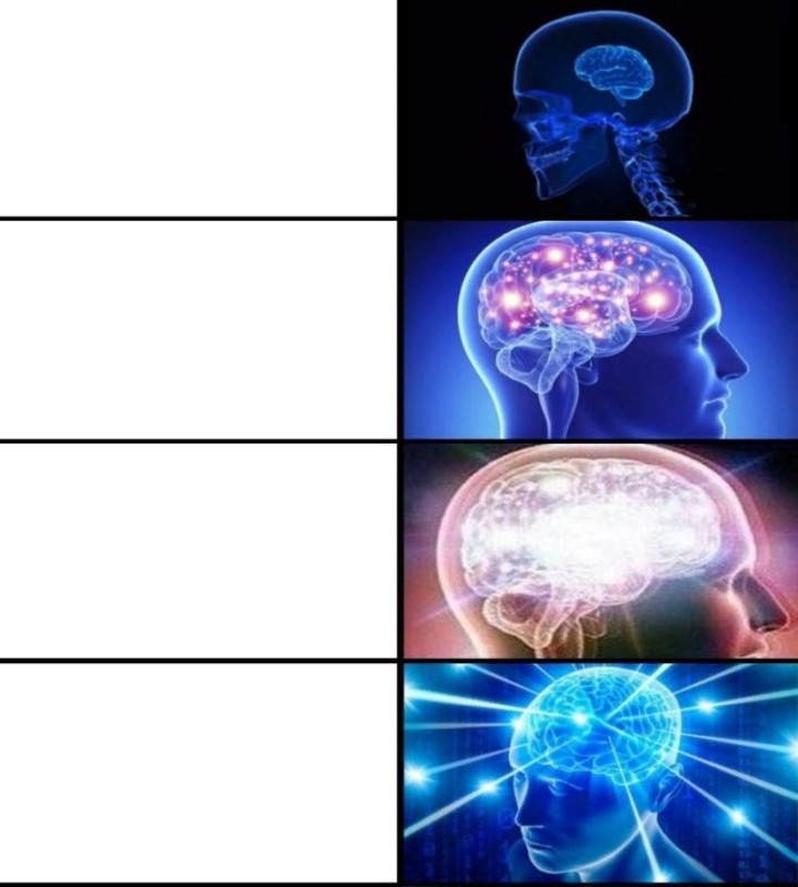 Create meme: blue brain meme, big brain meme, meme with brain pattern