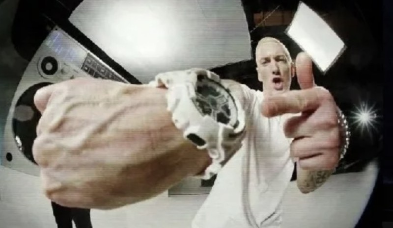 Create meme: Eminem's watch, eminem with a watch, eminem with a watch meme