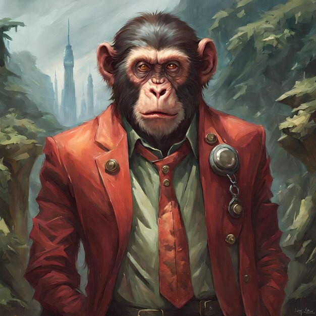 Создать мем: шимпанзе в костюме