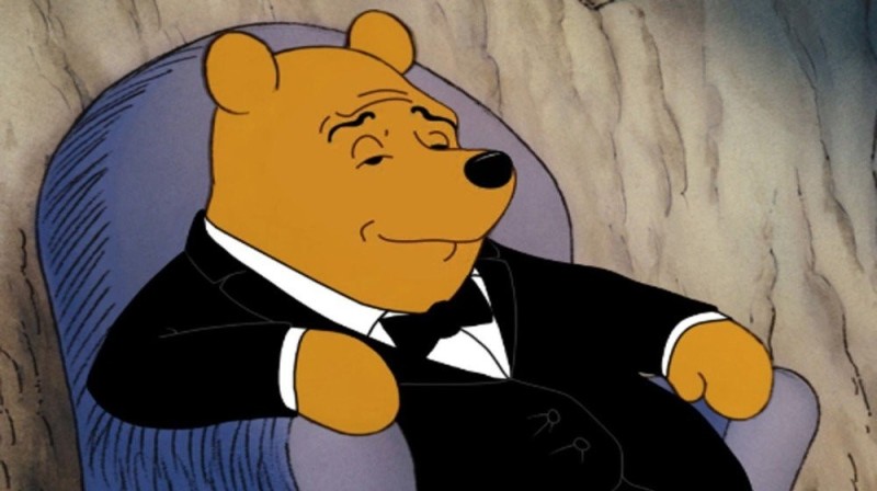 Create meme: meme Winnie the Pooh , meme Winnie the Pooh in a Tux, winnie the pooh the aristocrat