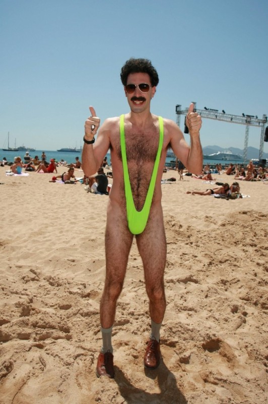 Create meme: Borat in a swimsuit, mankini Borat, funny swimsuit for men