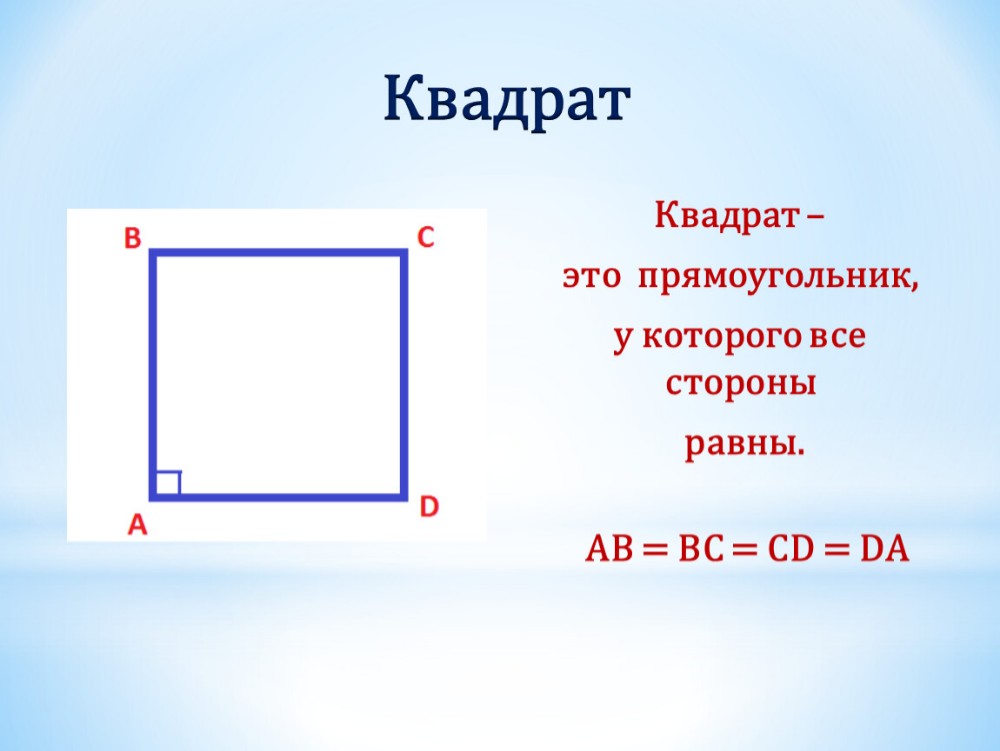 Чертеж прямоугольника и квадрата