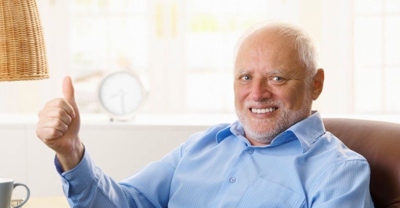 Create meme: Harold smile, hiding the pain , meme Harold hide the pain