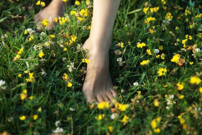 Create meme: bare feet on the grass, bare feet, feet on the grass