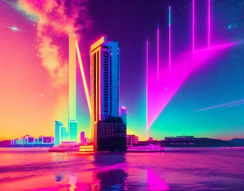 Create meme: city background, retrowave, cyberpunk retrowave