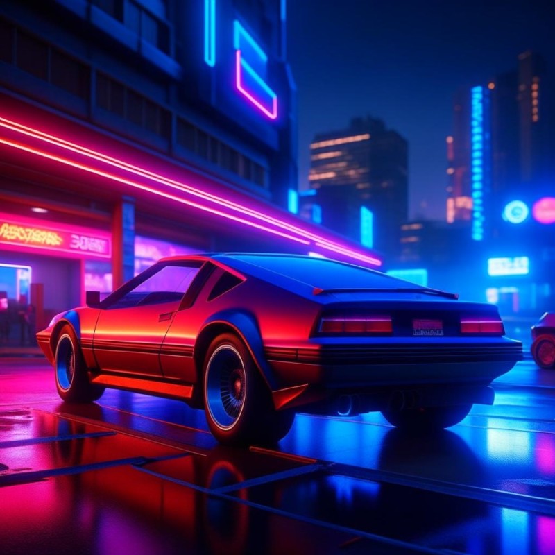 Create meme: synthwave, dmc-12 retrowave, car 