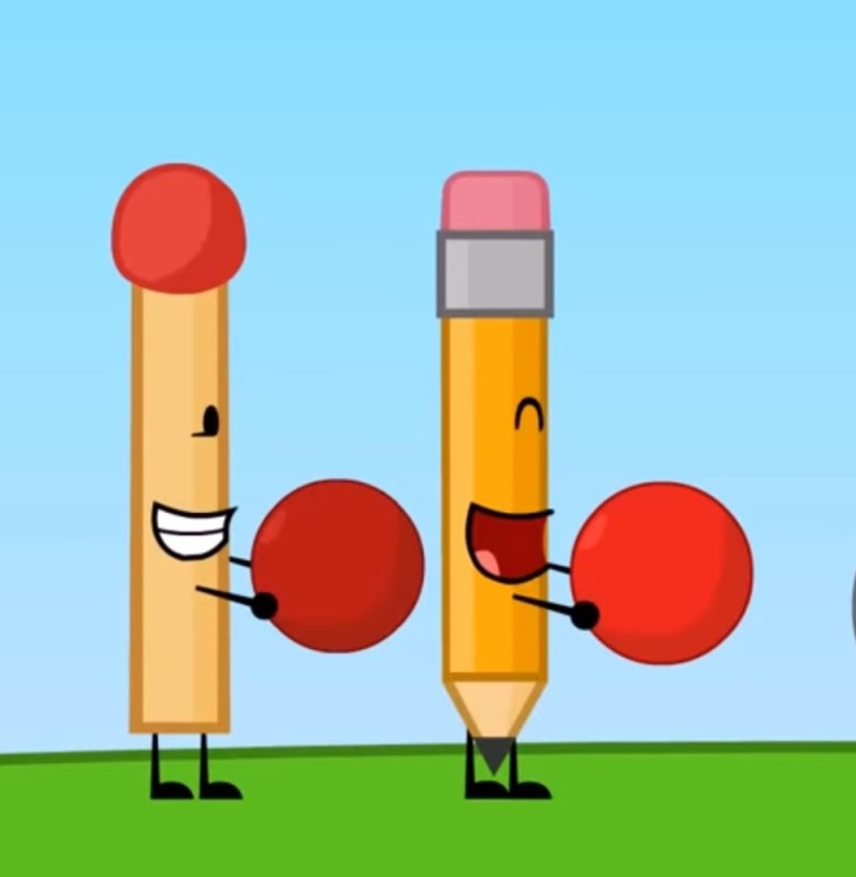 Create meme: bfdi pencil, bfdi match, bfdi battle for dream island