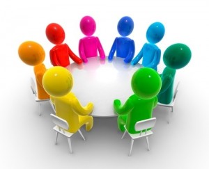 Create meme: a round table with people picture, round table meeting pictures, 3D men round table