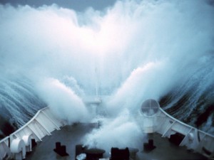 Create meme: ship in storm photo, huge ships in a storm, during a storm