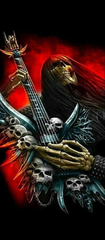 Create meme: heavy metal art, heavy metal, a skeleton with a guitar
