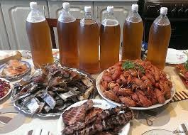 Create meme: beer table snacks, beer fish crayfish, beer and snacks