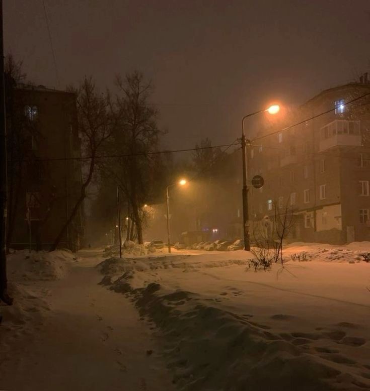 Create meme: snow , street at night in winter, ferghana 15 snow night