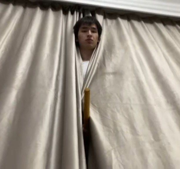 Создать мем: тюль шифон, curtain, behind the curtain