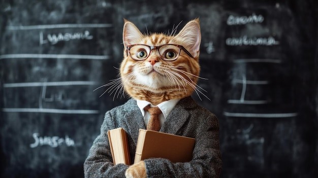 Create meme: cat with glasses, smart cats, cat