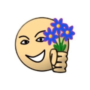 Create meme: smiley gives flowers, smiley gives flowers meme, smiley gives flowers from a fool