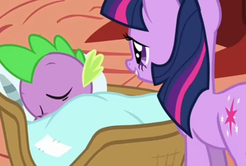 Create meme: Pony Spike is sleeping, twilight sparkle and spike, Twilight sparkle and spike stills