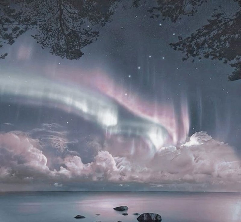 Create meme: fantastic landscapes, landscape , northern lights