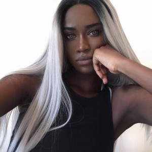 Create meme: white hair, black girl, melvnin