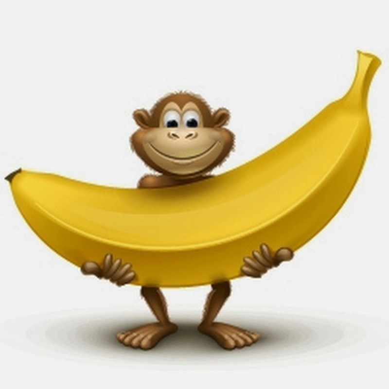 Create meme: monkey with bananas for kids, monkey with a banana, monkey eats banana