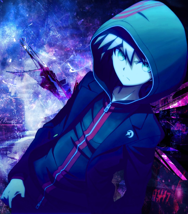 Lexica - Purple hair anime guy, badass, no expression, no emotion, no  background, anime style, manga