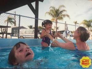 Create meme: mother drowned in the pool girls Volgodonsk