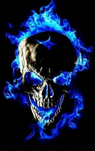 Create meme: skull on fire, skull, blue skull