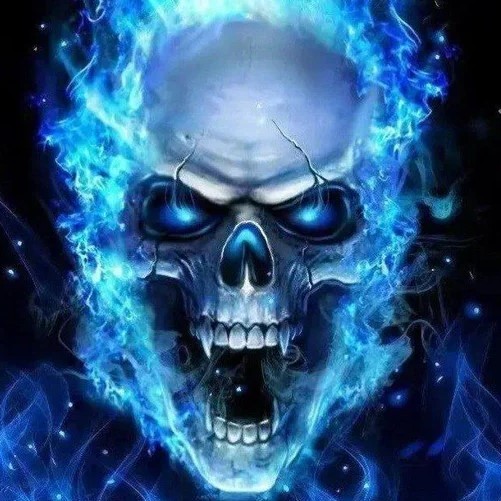 Create meme: blue fire skull, the fiery skull, cool skulls