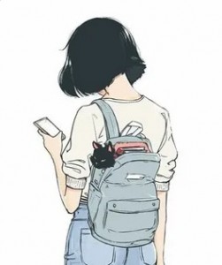 Создать мем: рисунок, рисунки девушек из аниме, anime девочки с рюкзаком