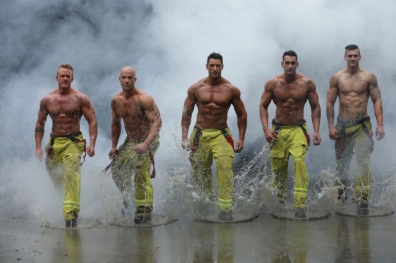 Create meme: Australian firefighters , beautiful fire, pumped up firefighters