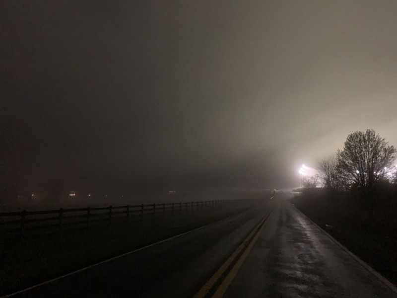 Create meme: bridge in the fog, night track, road 