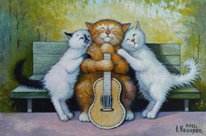 Создать мем: живопись коты и кошки, степан каширин картины, котики степана каширина