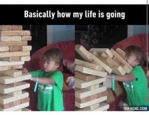 Create meme: funny, jenga, 1 As the arguments sound in my head