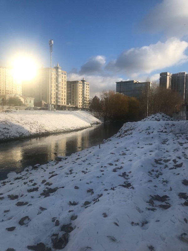 Create meme: the building , okkerville river in winter, city pond