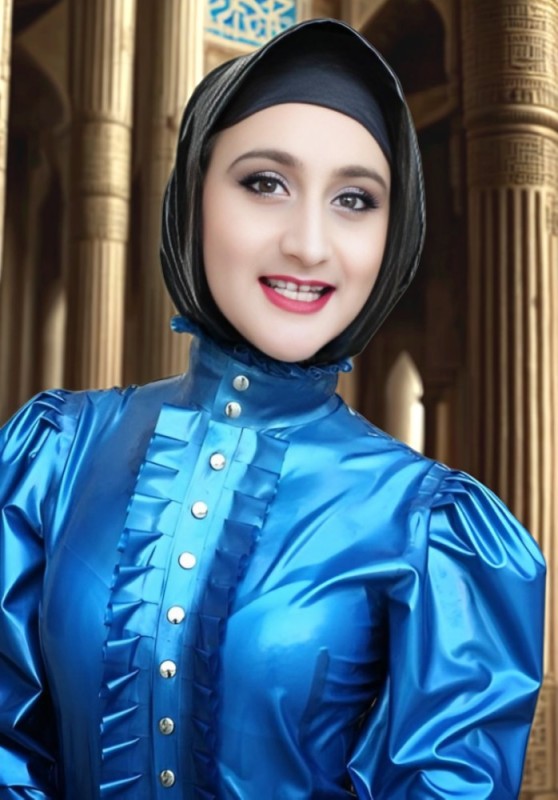 Create meme: Marilyn Yusuf, latex hijab, hijab latex