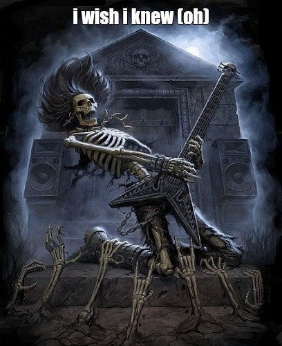 Создать мем: скелет с гитарой на кладбище, скелет металлист, скелет гитарист