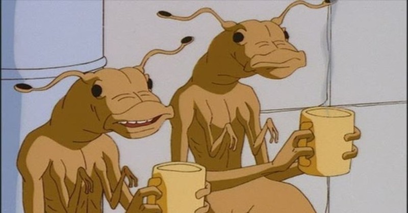 Create meme: Cockroaches from Men in Black, worms from men in black drinking coffee, men in black cartoon worms