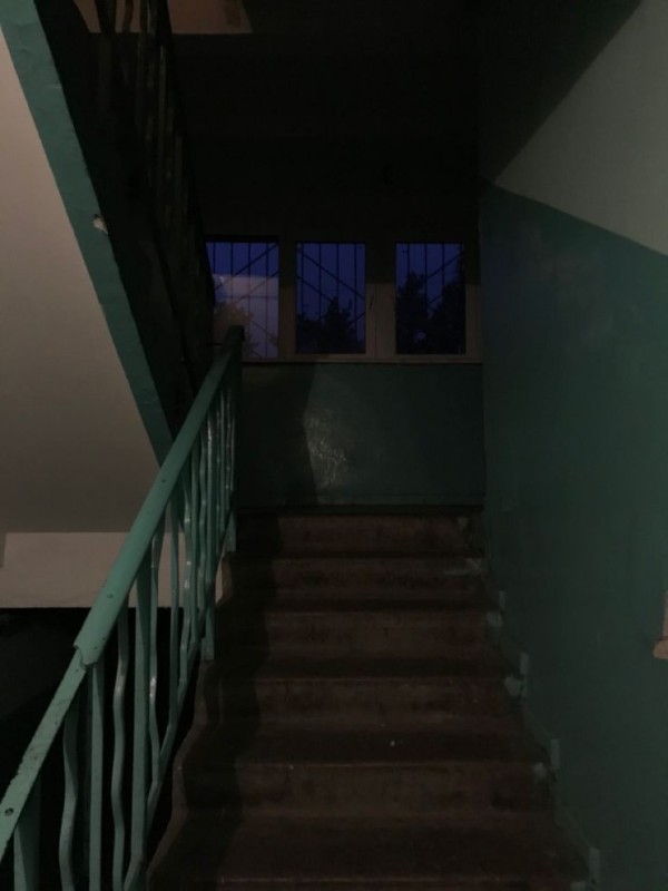 Create meme: stairs in the entrance, in the darkness, Russian entrance