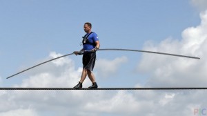 Create meme: male, tightrope Walker