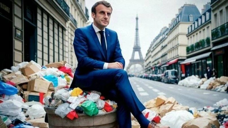 Create meme: brigitte macron, Emmanuel macron , garbage in paris