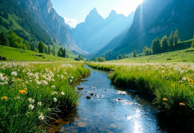 Create meme: alpine meadows switzerland alpine meadows switzerland, landscape , Alpine meadows of Switzerland