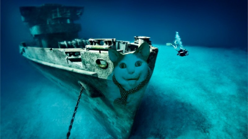 Create meme: USS kittiwake ship, Kittiwake shipwreck, sunken ships