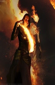 Create meme: fire, Lara Croft with a torch, on fire