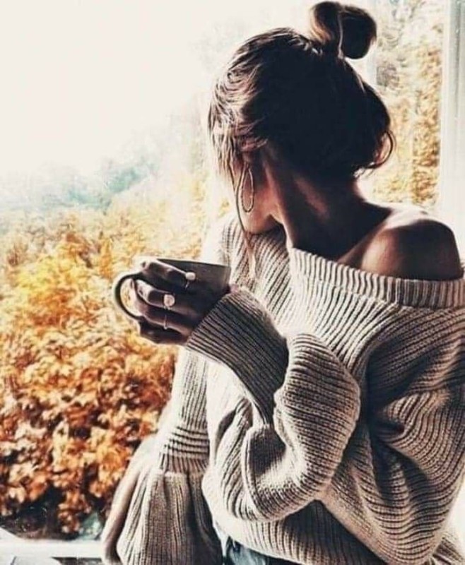 Create meme: girls in sweaters, A cozy sweater, autumn coffee