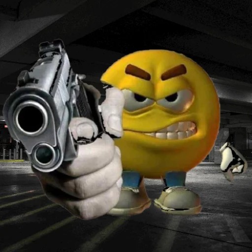 Create meme: angry smiley face, smiley face with a gun, angry emoticons